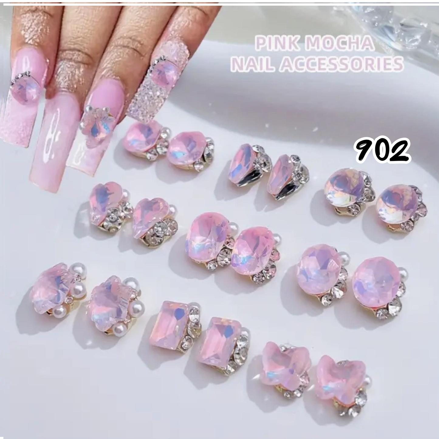 Nail Art Jewelry | Set Gemmes Cristal Irisé Pink Mocha