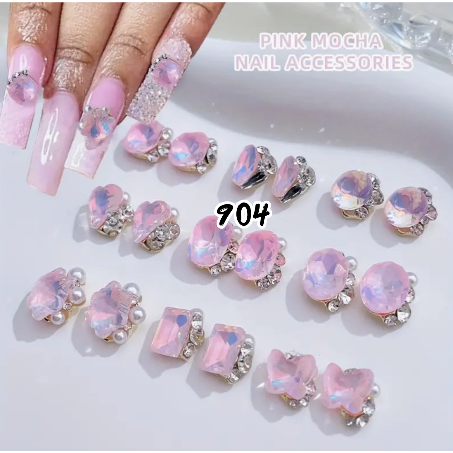 Nail Art Jewelry | Set Gemmes Cristal Irisé Pink Mocha