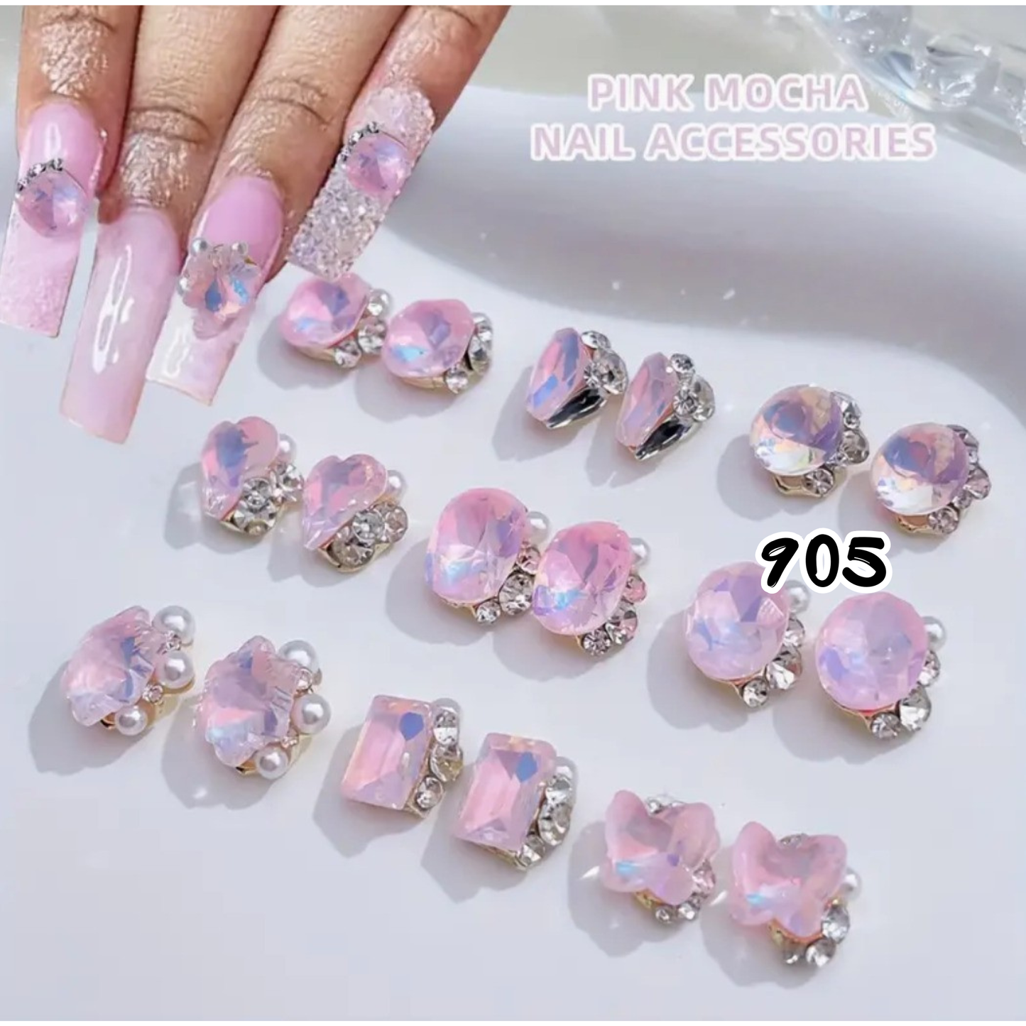 Nail Art Jewelry | Set Gemmes Cristal Irisé Pink Mocha