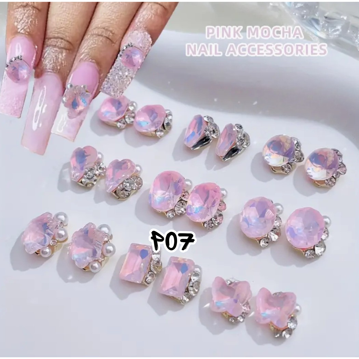 Nail Art Jewelry | Set Gemmes Cristal Irisé Pink Mocha