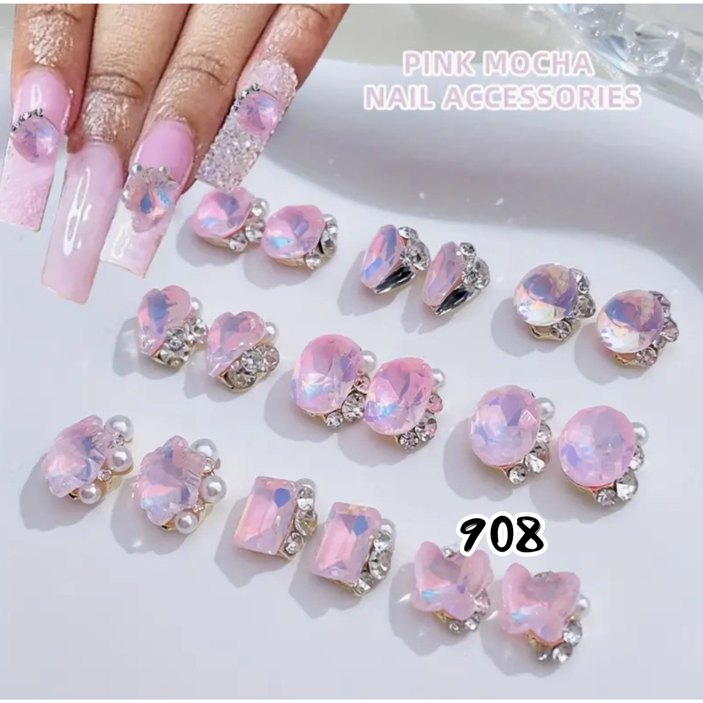 Nail Art Jewelry | Set Gemmes Cristal Irisé Pink Mocha