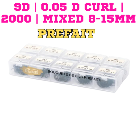 BGLAM Premade Fans 9D | 0.05 D Curl | 2000 | Mixed 8-15mm