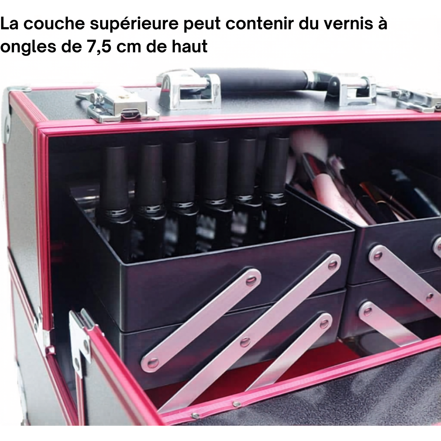 Makeup Cosmetic Organizer Box | Silver and Pink