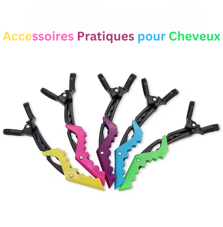 Pinces Crocodile de Positionnement | Zoning Précis des Cheveux | Lot de 5