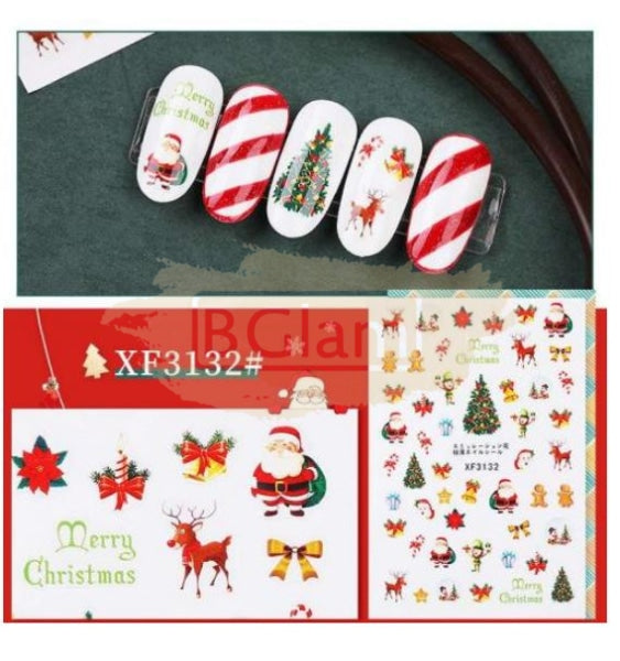 Festive Season Nail Stickers - Available In 8 Variants Xf3132 Art