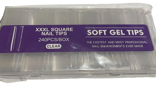 Soft Gel Tips | Full Cover | XXXL Square (240pcs) Purple Box