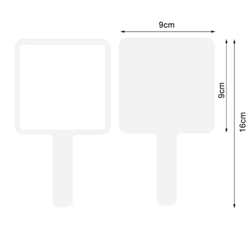 Petit Miroir à Main Carré avec Manche Ergonomique - 4 couleurs disponibles