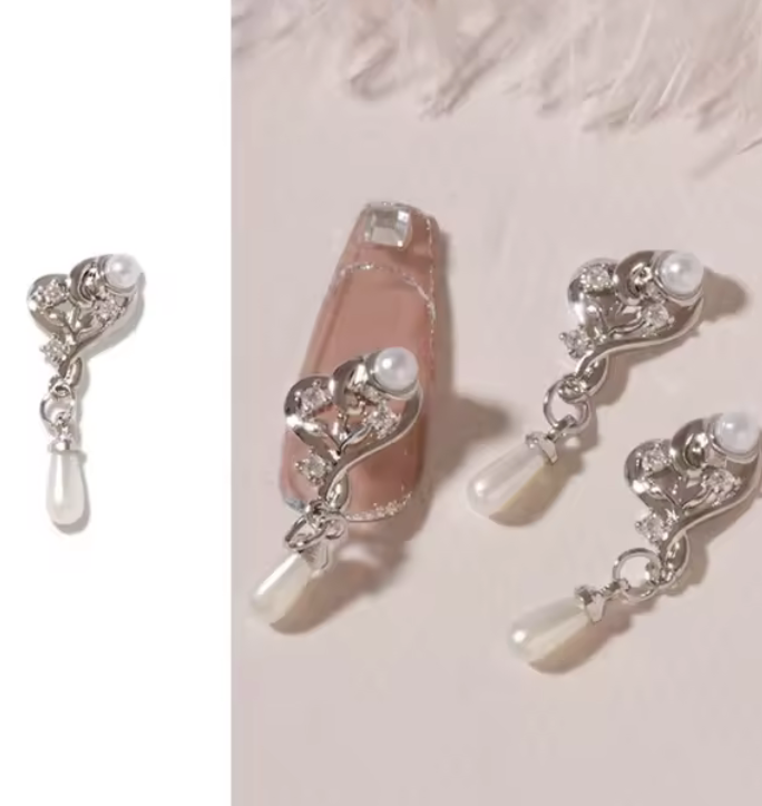 3D Nail Fashion Jewelry | Gold or Silver Color | With Pearl or Zircon | K8-2436 to K8-2449 | Sold by the piece