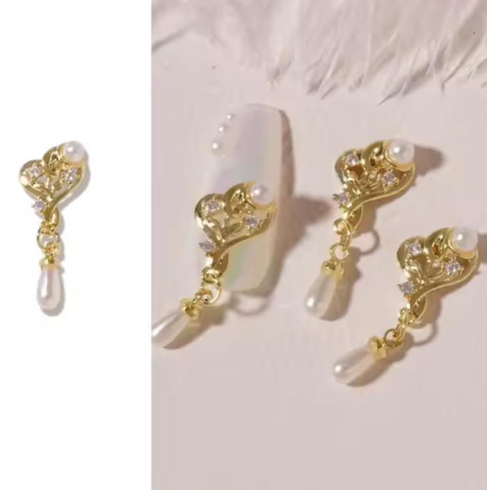 3D Nail Fashion Jewelry | Gold or Silver Color | With Pearl or Zircon | K8-2436 to K8-2449 | Sold by the piece