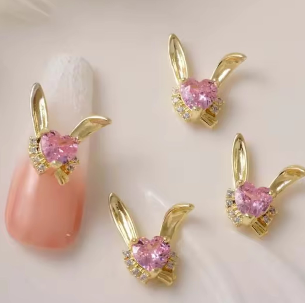 Bijoux fantaisie 3D pour ongles | Style lapin | Couleur or ou argent | Vendu à l'unité