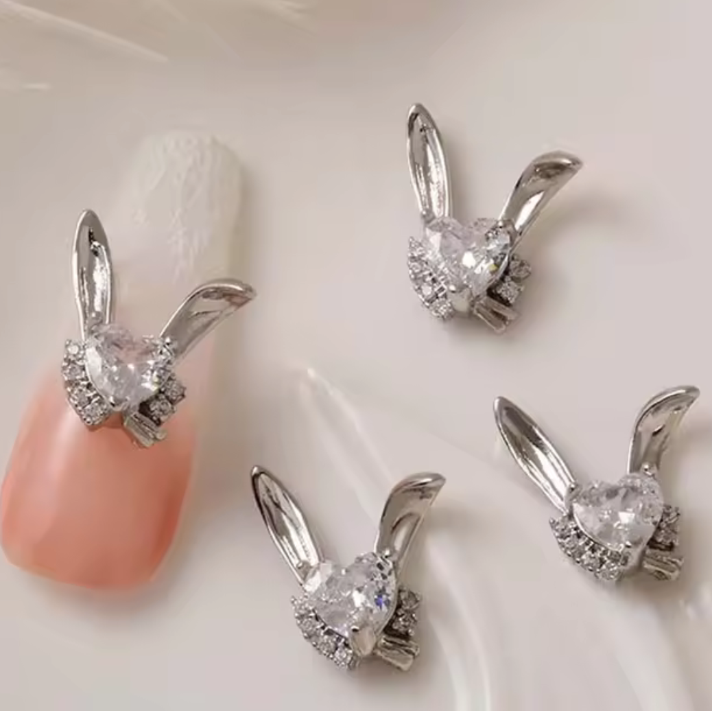 Bijoux fantaisie 3D pour ongles | Style lapin | Couleur or ou argent | Vendu à l'unité