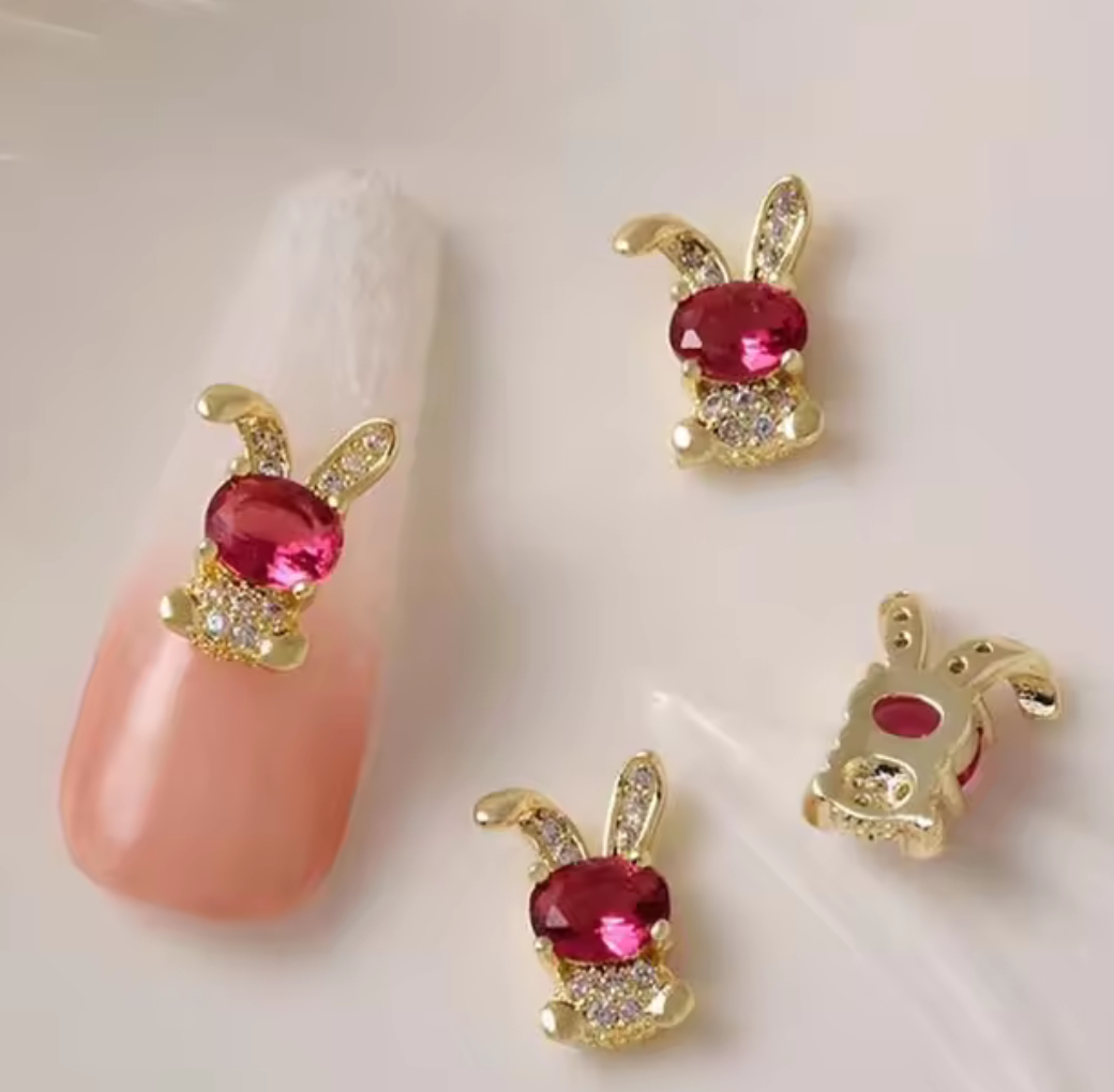 Bijoux fantaisie 3D pour ongles | Style lapin | Couleur or ou argent | Vendu à l'unité