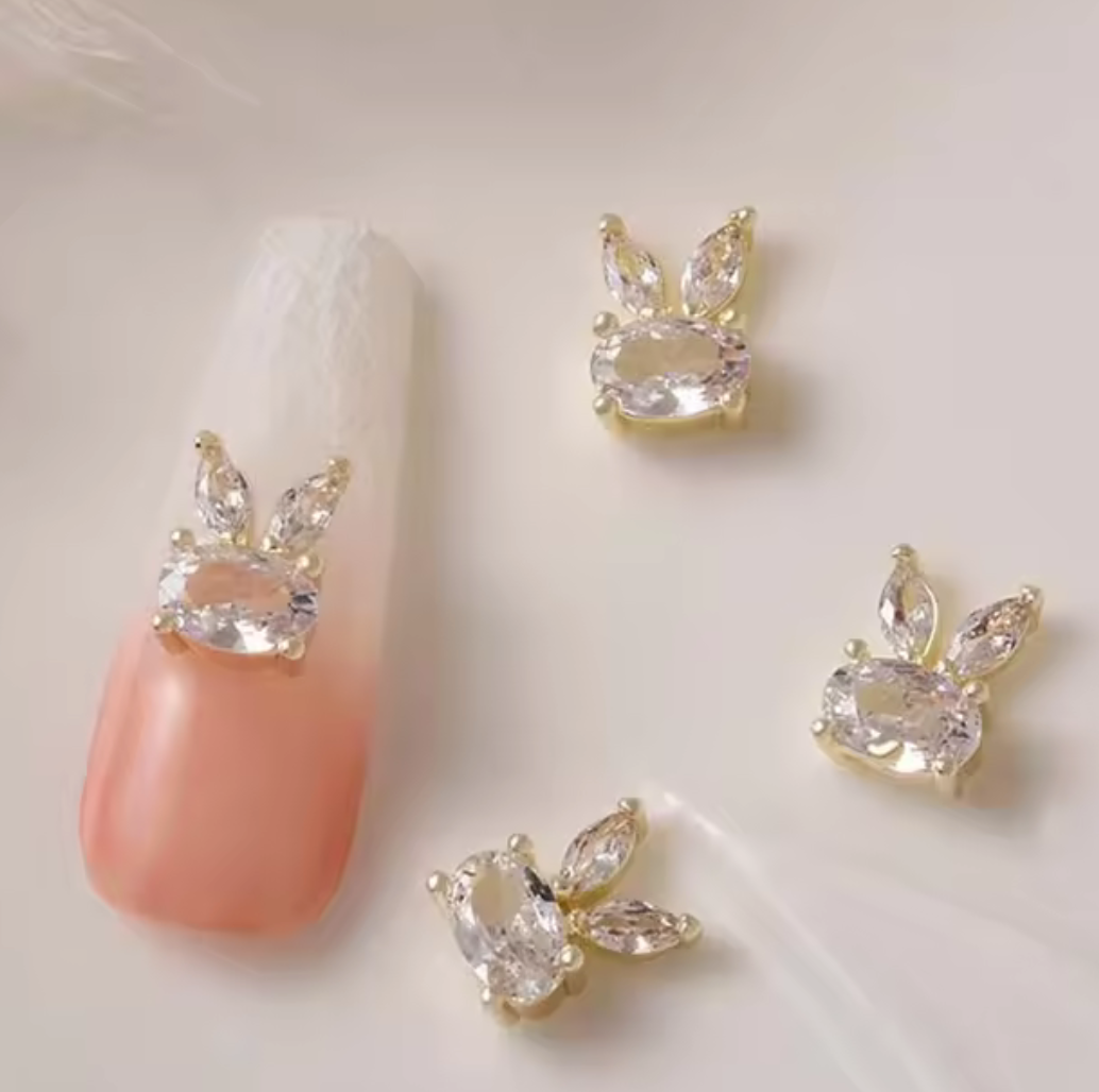 Bijoux fantaisie 3D pour ongles | Style lapin | Couleur or ou argent | Vendu à l'unité