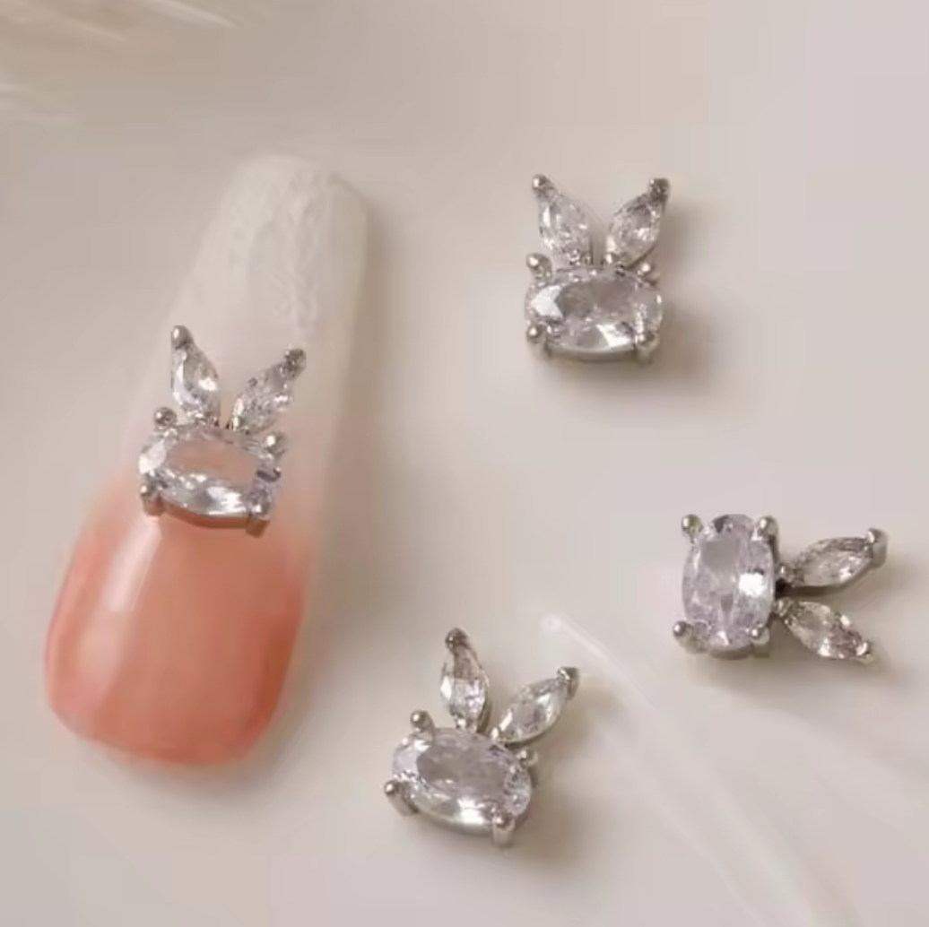 Bijoux fantaisie 3D pour ongles | Style lapin | Couleur or ou argent | Vendu à l'unité