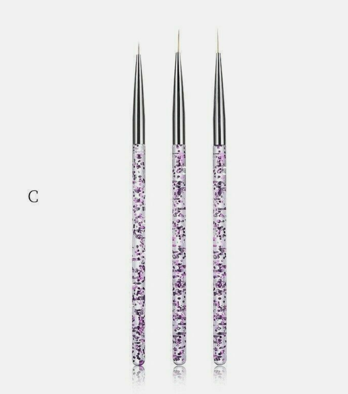 Nail Art Liner Brush Set | 3 Pieces | Color A, B, C