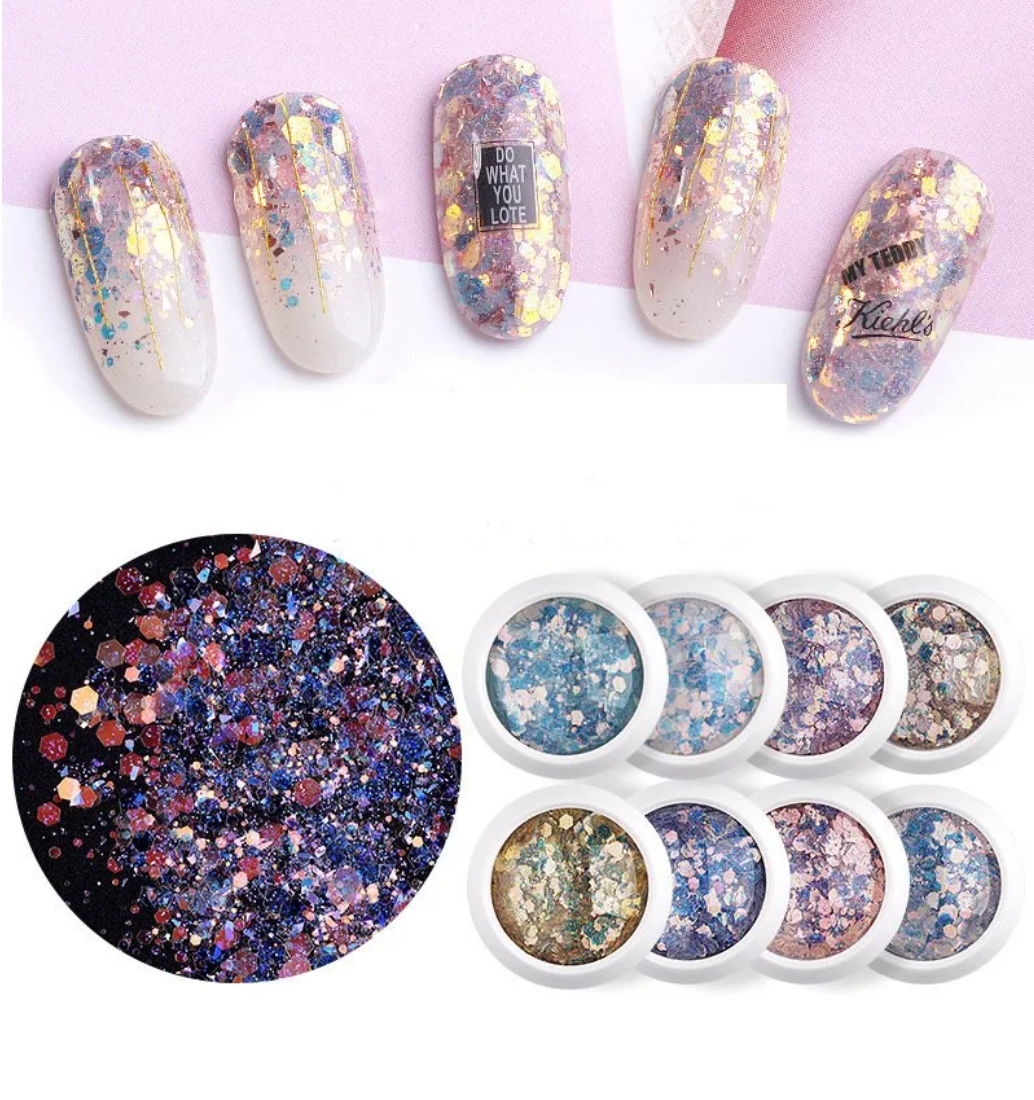 Paillettes Nail Art Decorations (Set de 8)