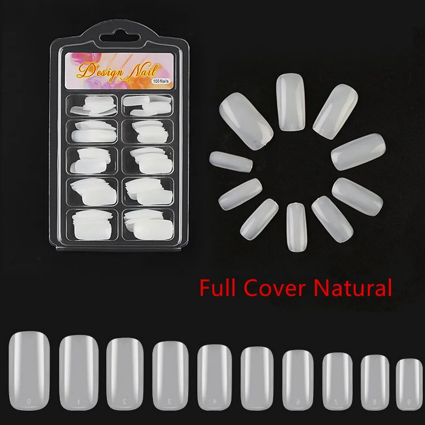 Full Cover French Natural Nail Tips Clear 100 Tips Box