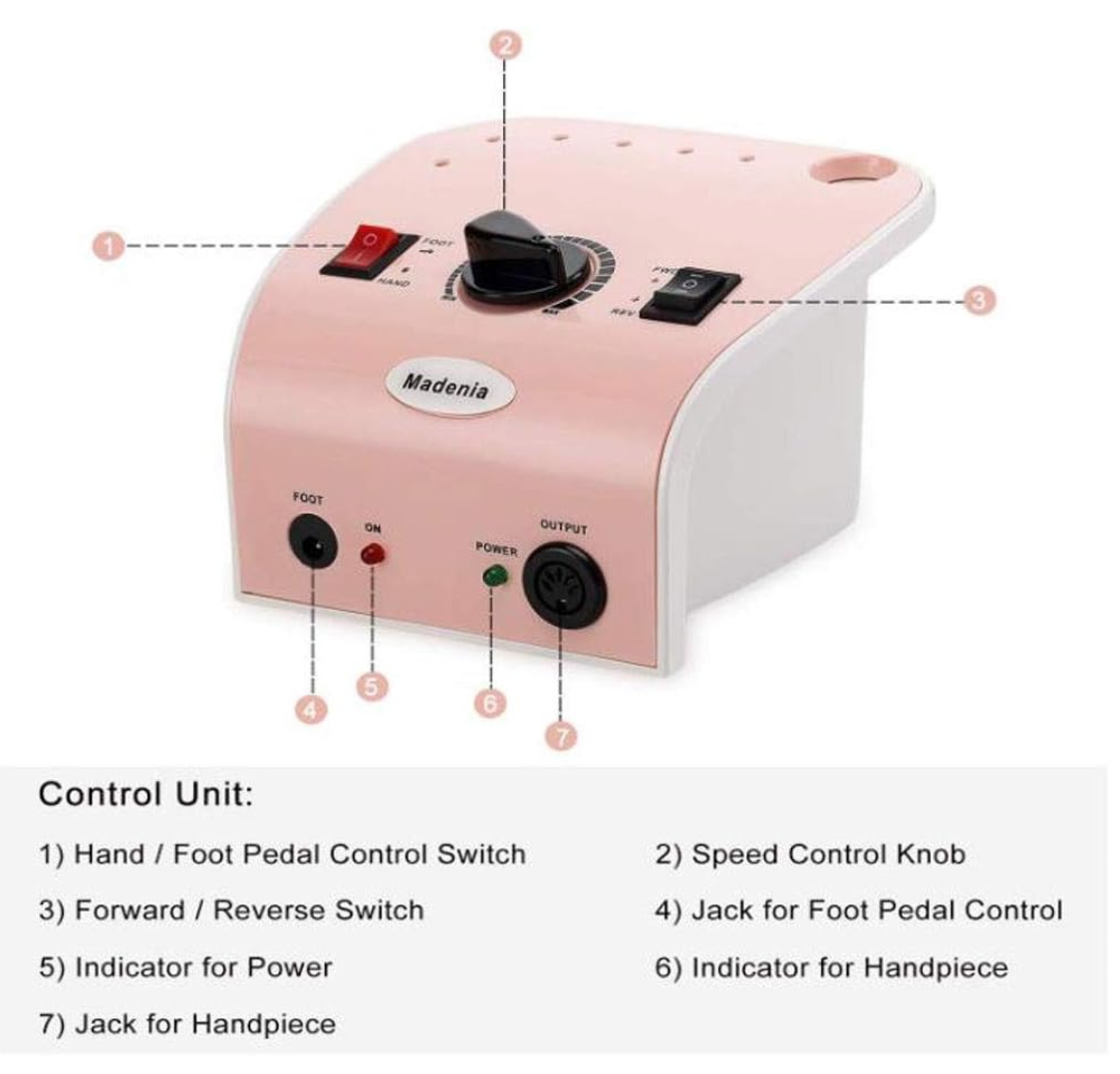 Professional 35W 35000RPM Electric Nail Art Drill Machine for Manicures