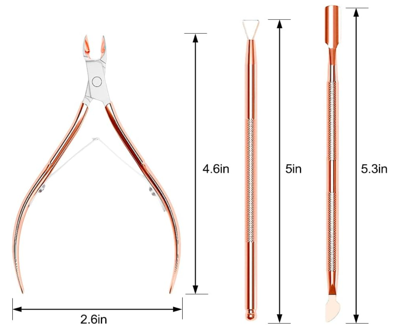 Cuticle Cutter Set, 3-Piece Cuticle Trimmer with Cuticle Pusher and Cuticle Clipper