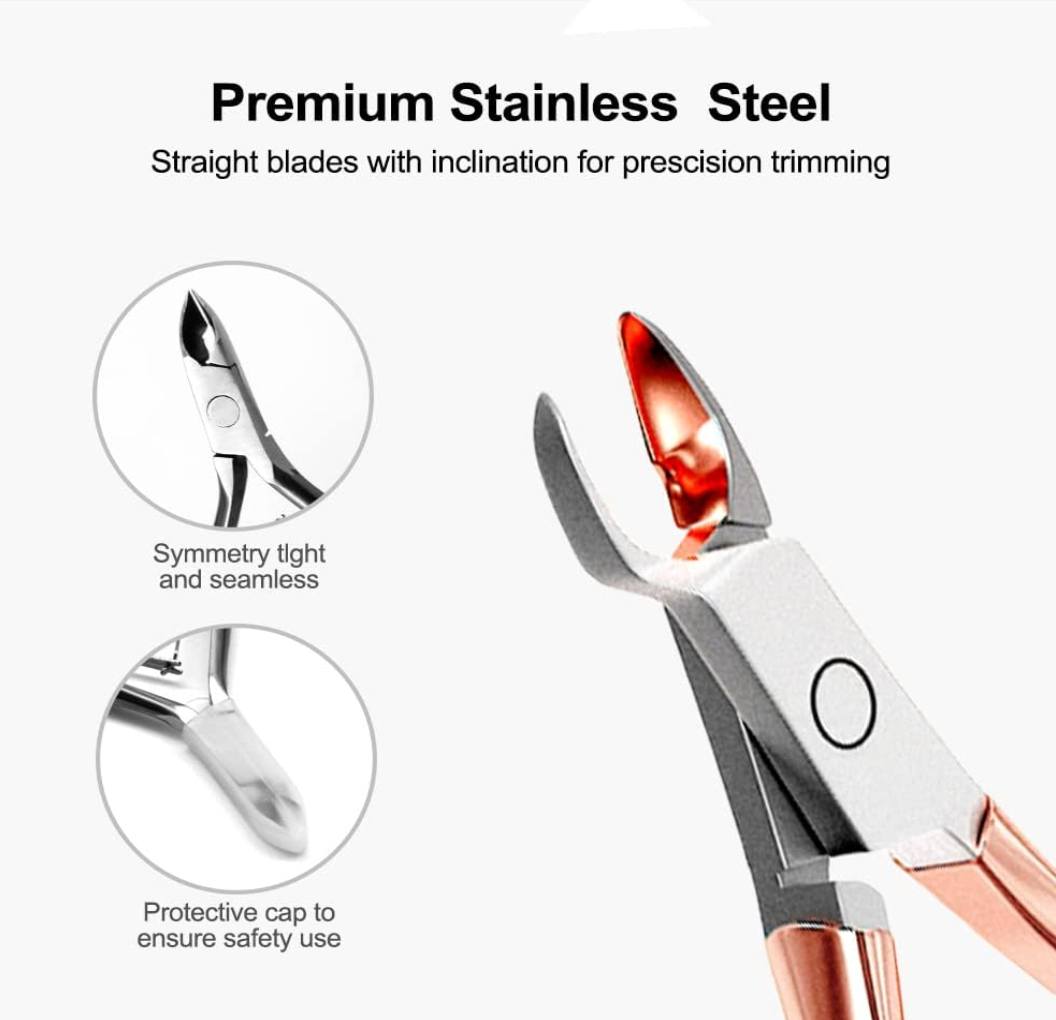 Cuticle Cutter Set, 3-Piece Cuticle Trimmer with Cuticle Pusher and Cuticle Clipper