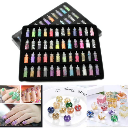 Set de paillettes pour ongles de 48 couleurs