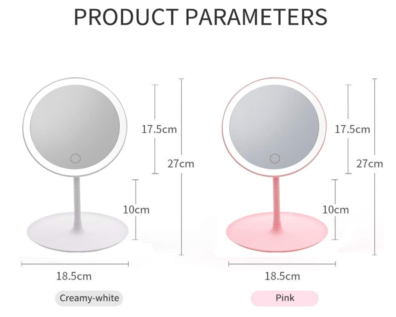 Miroir de Maquillage Éclairé Rechargeable | Blanc