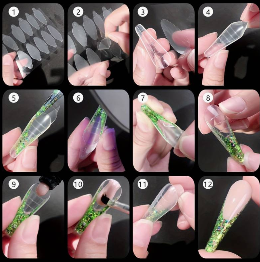 12 Autocollants en résine pour ongles en acrylique