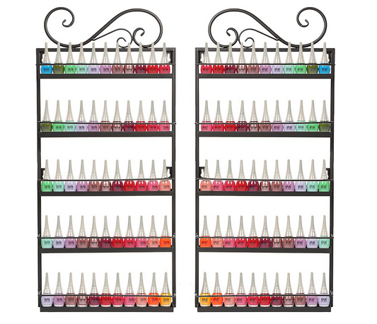 2 Pieces 5-Tier Wall-Mounted Nail Polish Display Rack - Black (rack only)