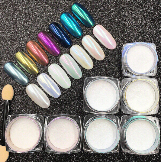 Chrome Platinum Pigment Nail Art Glitter Mermaid Gel Mirror Powder