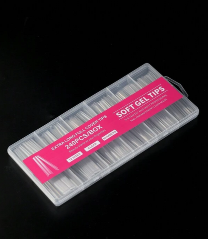 Soft Gel Tips | Full Cover | EXTRALONG (240pcs) Pink Box