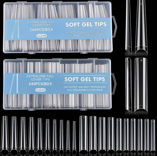 Soft Gel Tips | Full Cover | Extralong (240pcs) Blue Box