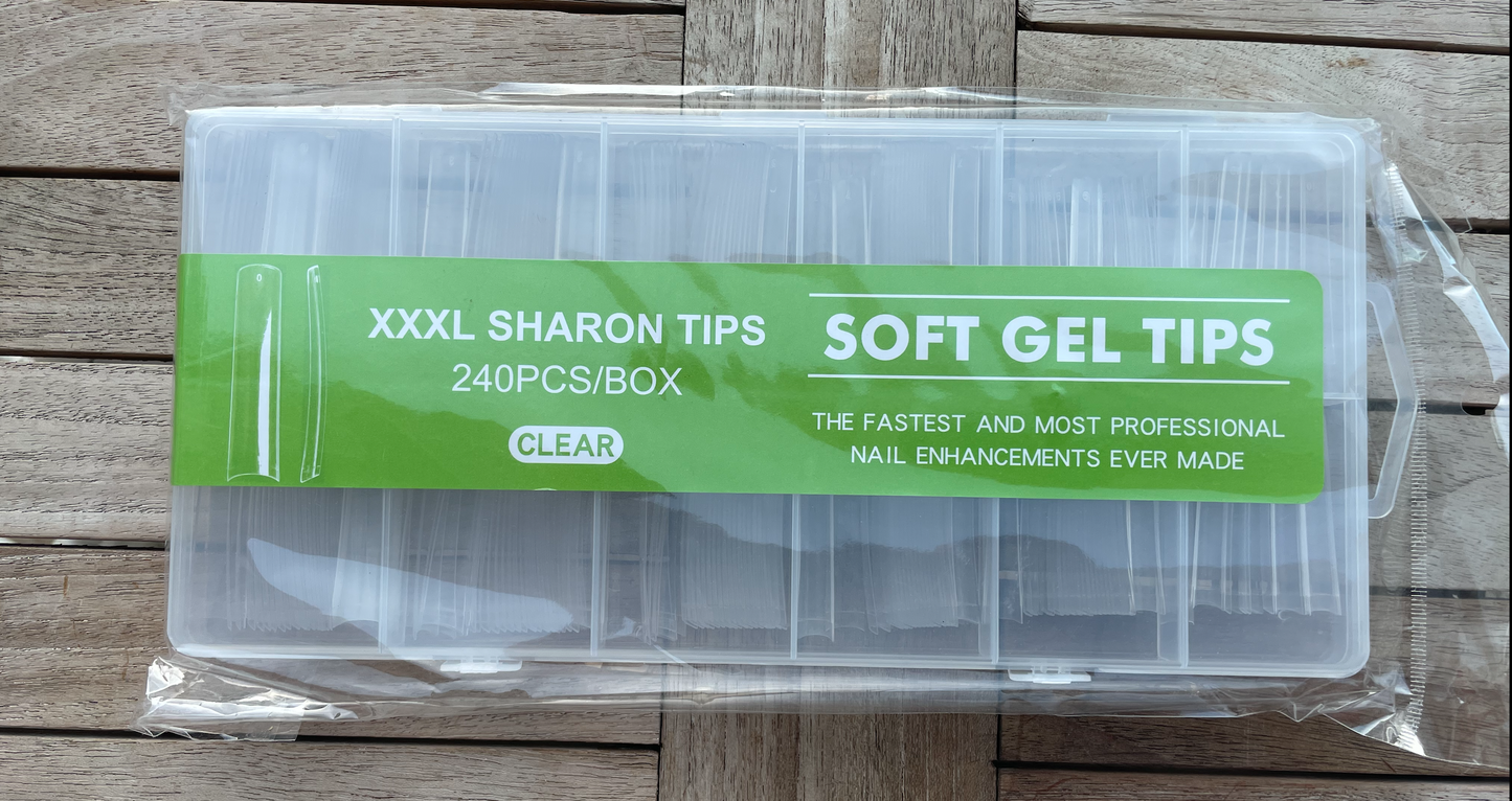 Soft Gel Tips | Full Cover | XXXL Sharon (240pcs) Green Box
