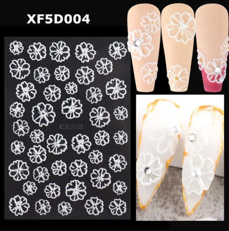 5D Embossed Nail Art Stickers - XF5D004