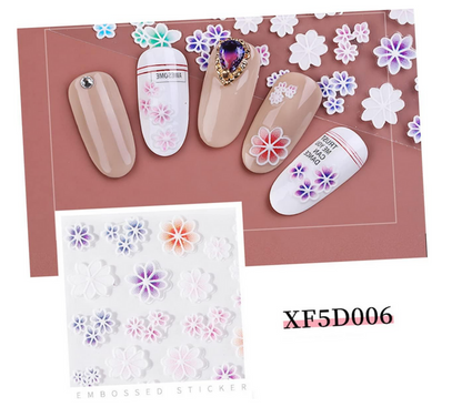 5D Embossed Nail Art Stickers - XF5D006