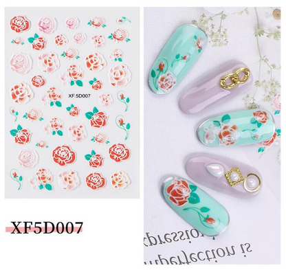 5D Embossed Nail Art Stickers - XF5D007