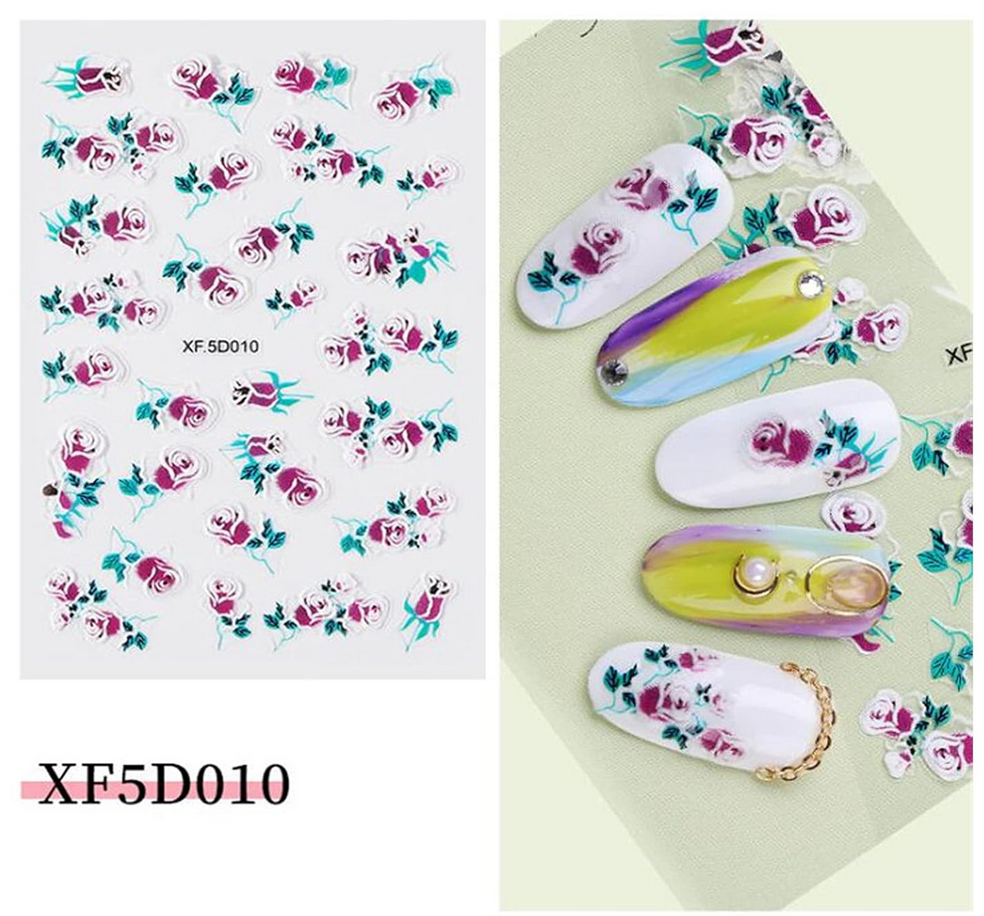 5D Embossed Nail Art Stickers - XF5D010