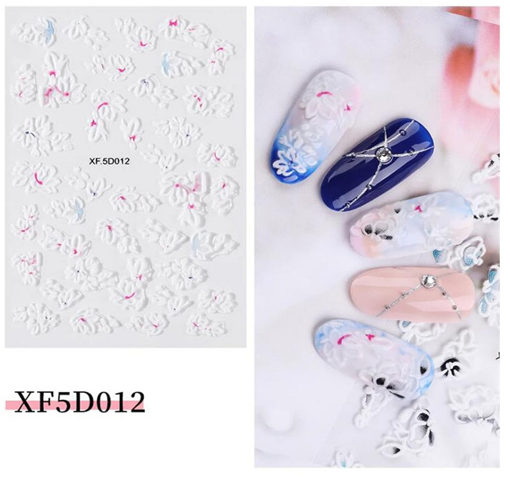 5D Embossed Nail Art Stickers - XF5D012