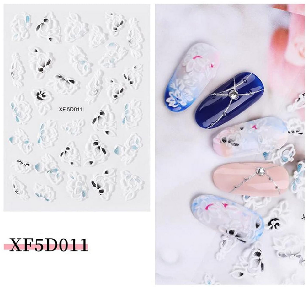 5D Embossed Nail Art Stickers - XF5D011