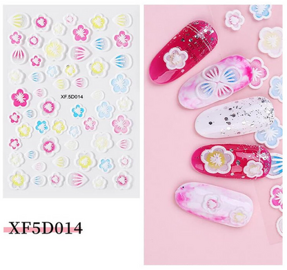5D Embossed Nail Art Stickers - XF5D014