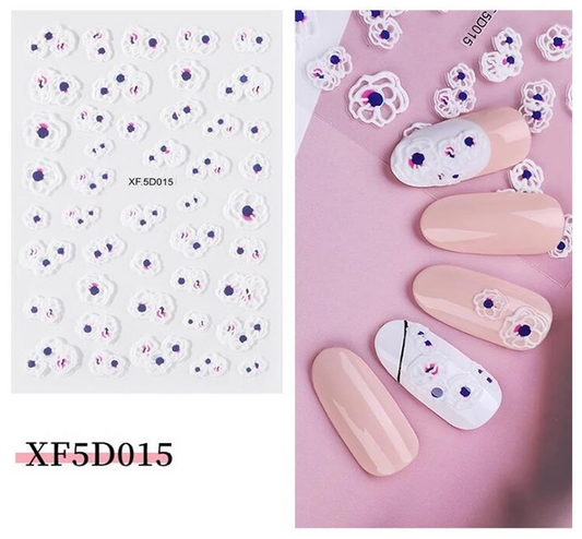 5D Embossed Nail Art Stickers - XF5D015