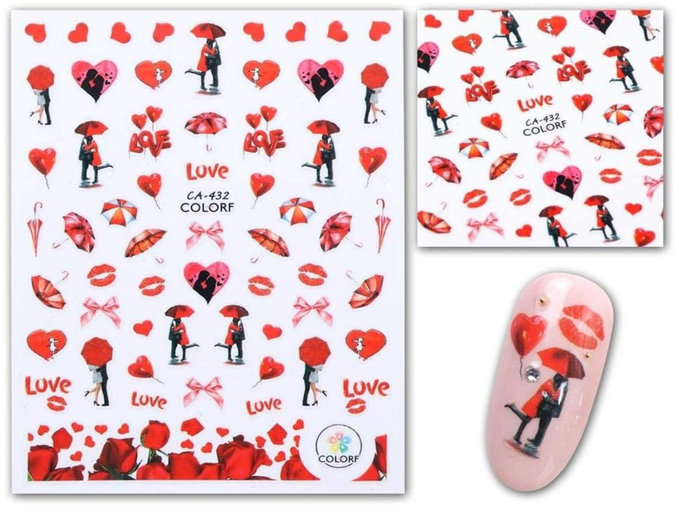 Nail Stickers Hearts, Love and Lips - CA432