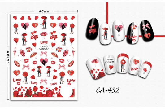 Nail Stickers Hearts, Love and Lips - CA432