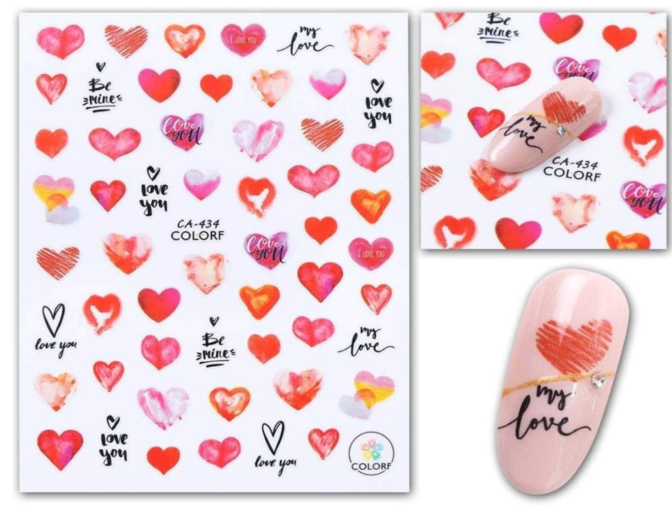 Nail Stickers Hearts, Love and Lips - CA434