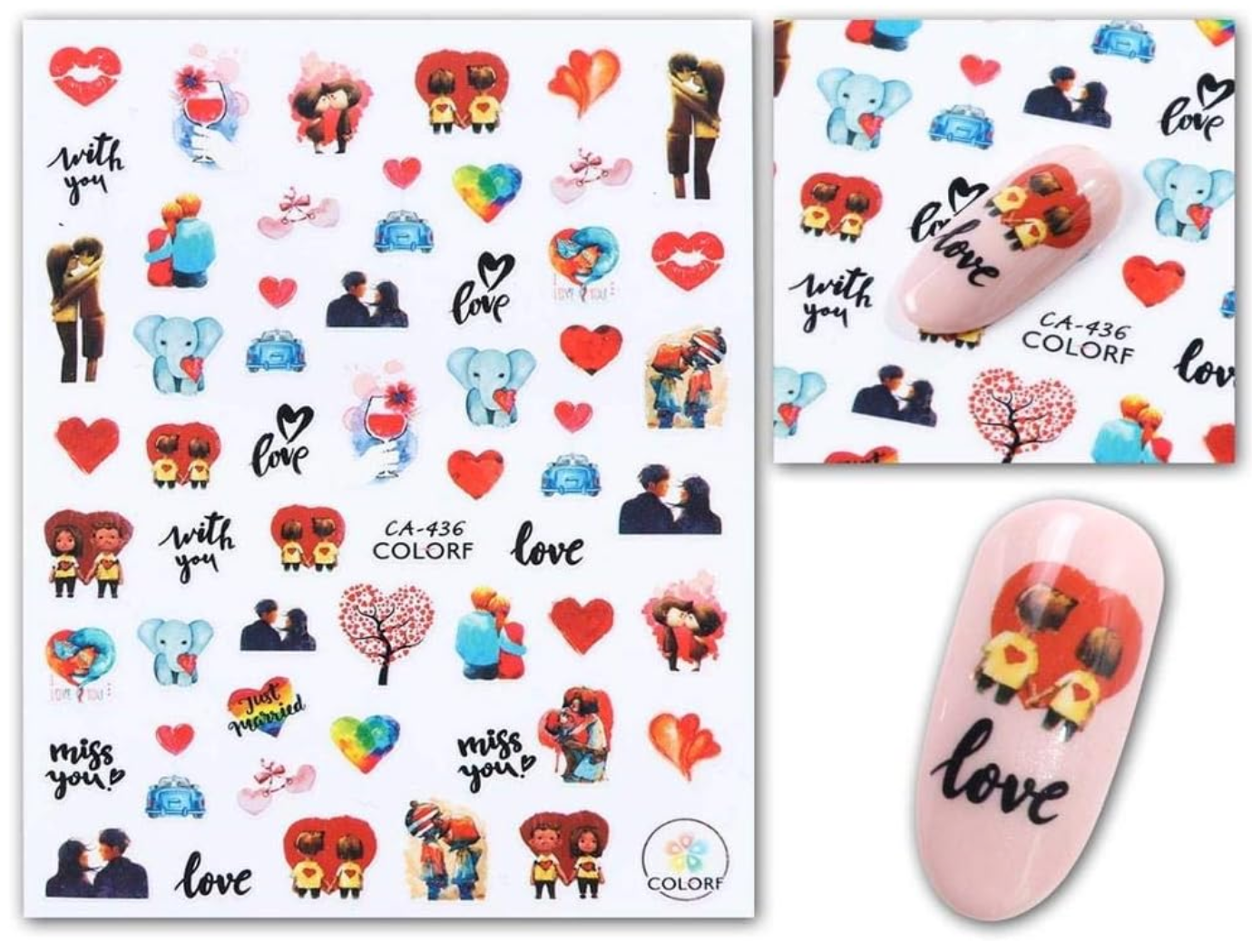 Nail Stickers Hearts, Love and Lips - CA436