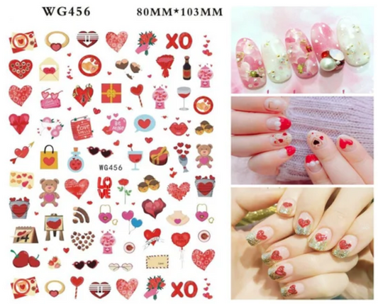 Nail Stickers | Hearts, Love & Lips | WG456