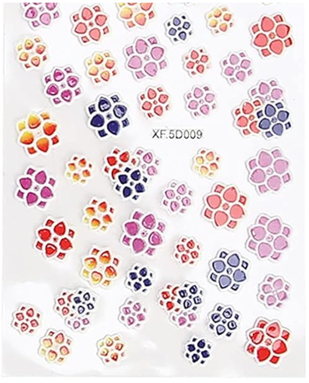 5D Embossed Nail Art Stickers - XF5D009