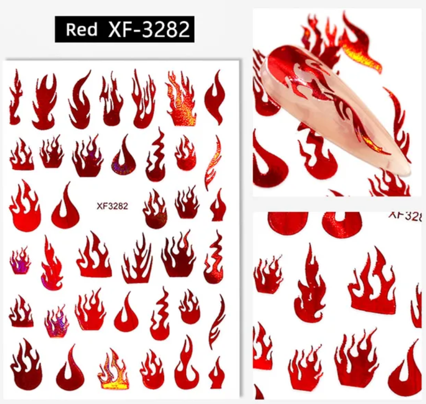 Autocollants pour ongles | Flame | XF3282 | Rouge