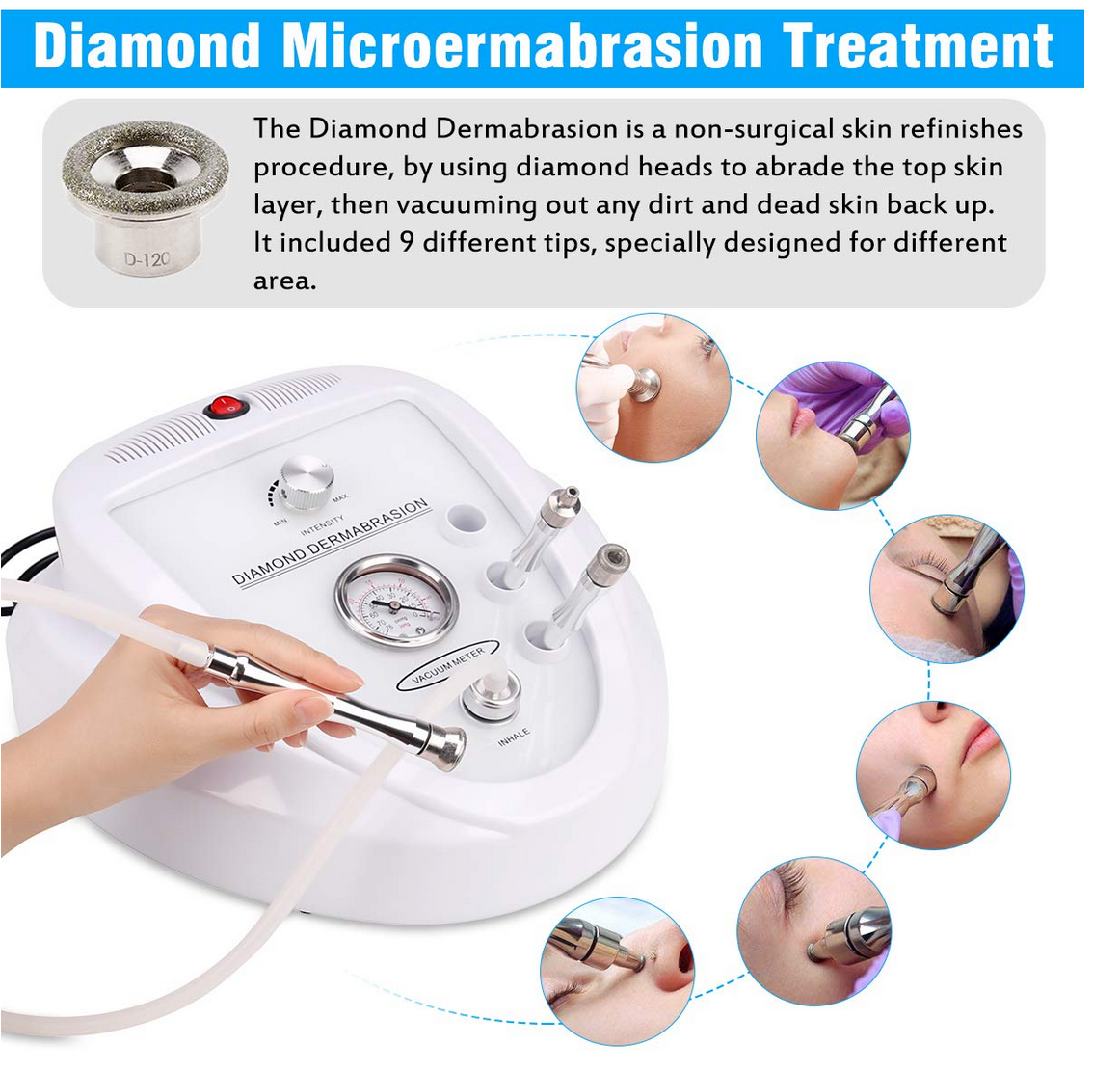 Machine de Microdermabrasion TopDirect - Stimule le Collagène & Exfoliation Profonde pour Usage Domestique - 65-68cmHg