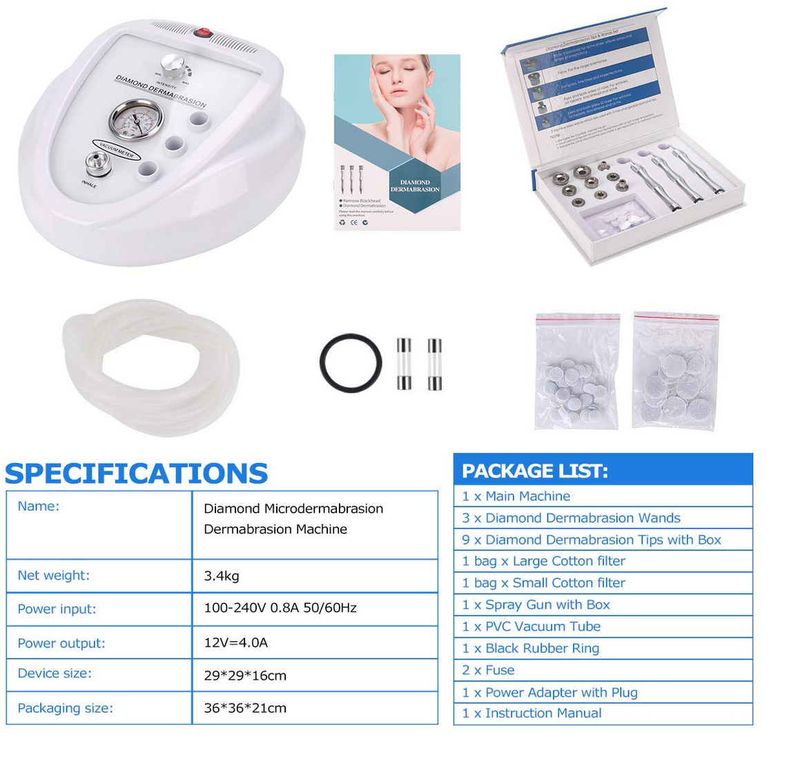 Machine de Microdermabrasion TopDirect - Stimule le Collagène & Exfoliation Profonde pour Usage Domestique - 65-68cmHg