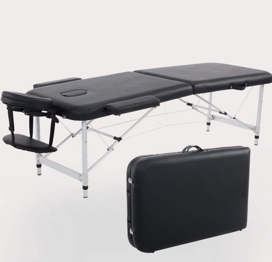 Table de massage spa portable | Hauteur réglable | Aluminium | 2 zones | Noir | 185*60 cm